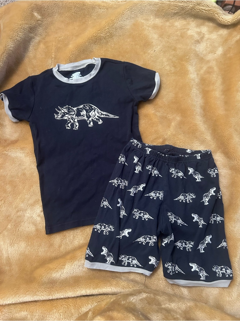 NWOT Boys sz10 Dinosaur Triceratops Short Sleeve Shorts pajama set